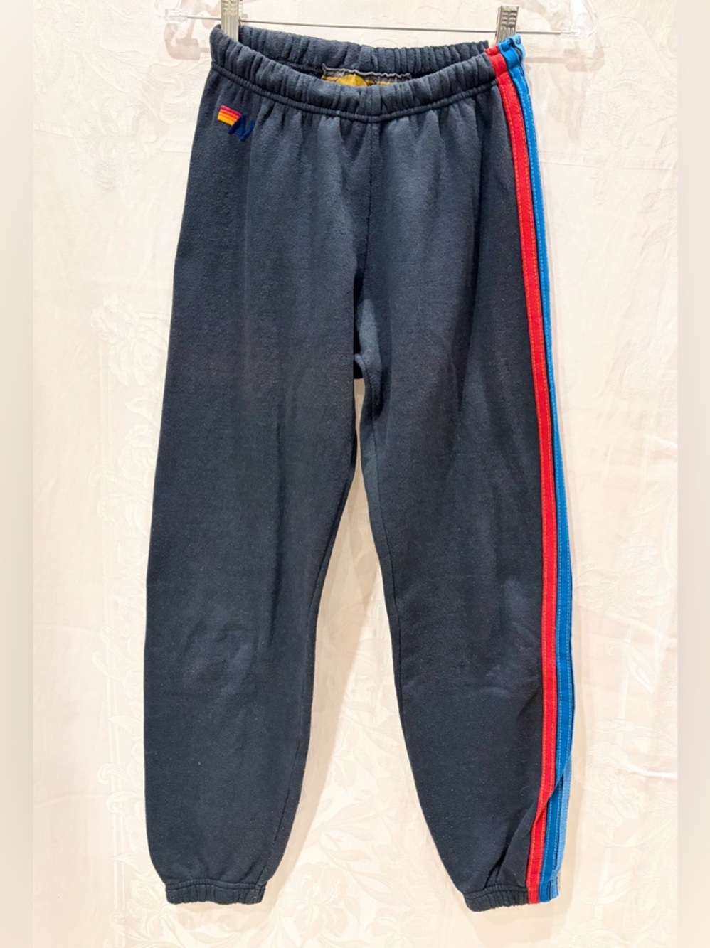 AVIATOR NATION 5 Stripe USA Charcoal Gray Sweatpants Joggers S $165 Coors